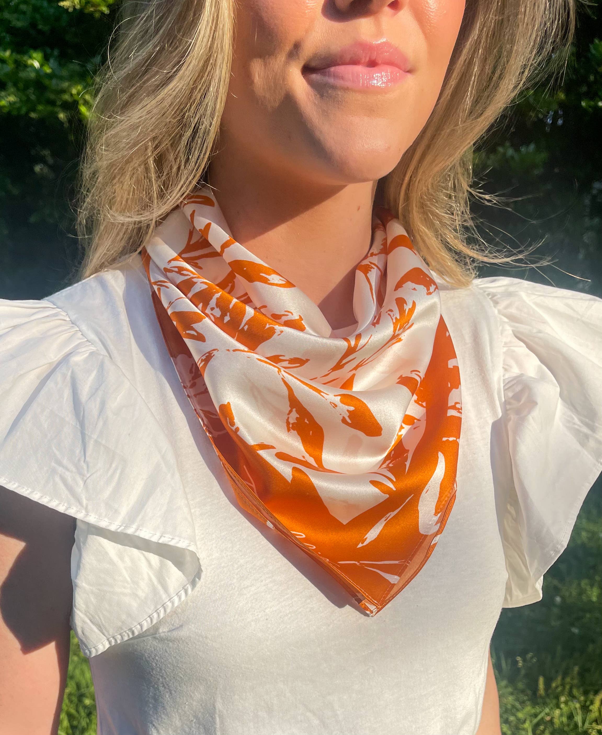 Dallis Foshee Art & Design, LLC - Wholesale Scarf - Women's - Orange + White Gameday Scarf2