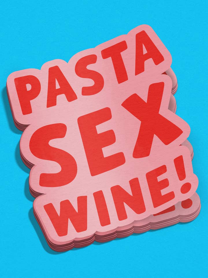 "Pasta Sex Wine" Sticker for wholesale by Good Time Goods