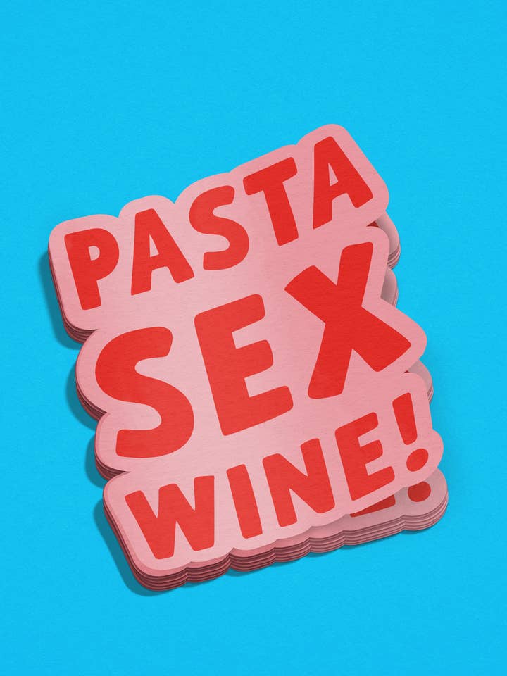 "Pasta Sex Wine" Sticker for wholesale by Good Time Goods
