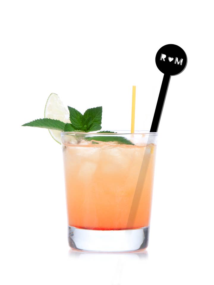 Circular Acrylic Drink Stirrers for wholesale by Haven Print Co.