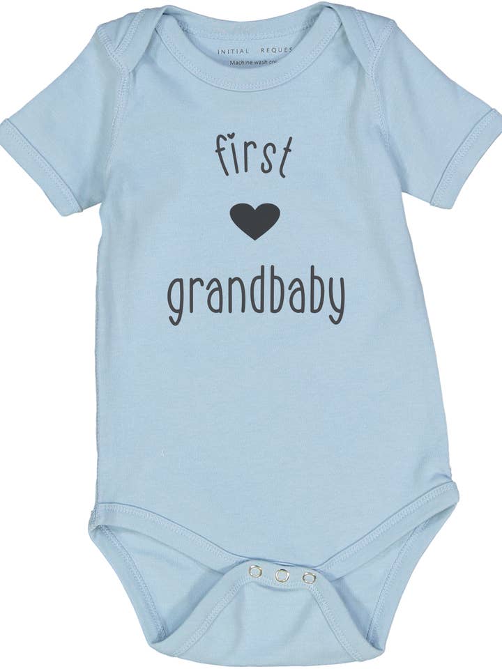 First Grandbaby Heart Blue short sleeve body for wholesale on Faire