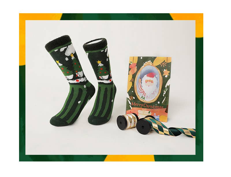 Sacchetto regalo - 3 paia Sacchetto regalo per 3 paia di calzini natalizi spessi e caldi di media lunghezza in vendita all'ingrosso su Faire9