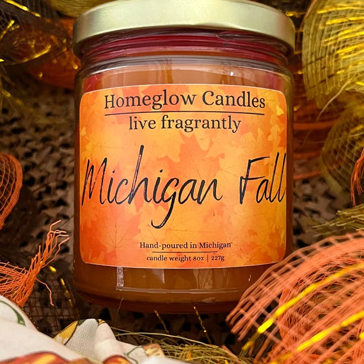 Queda do Michigan - 8oz. Vela de Frasco de Vidro por atacado de Homeglow Candles