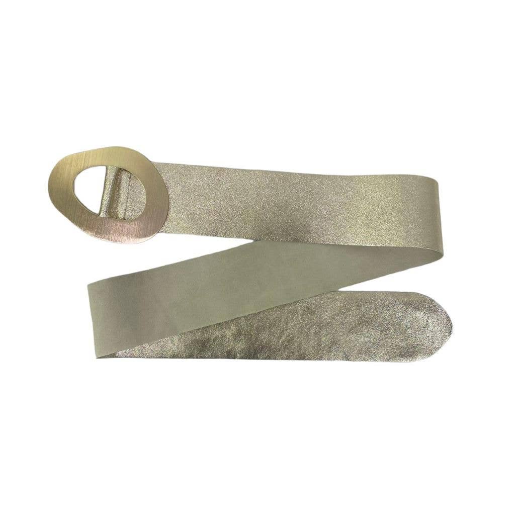 Chenson & Gorett - Wholesale Belt - Women's - Metallic Belt Cow Suede Leather with Wide Buckle B2B15
