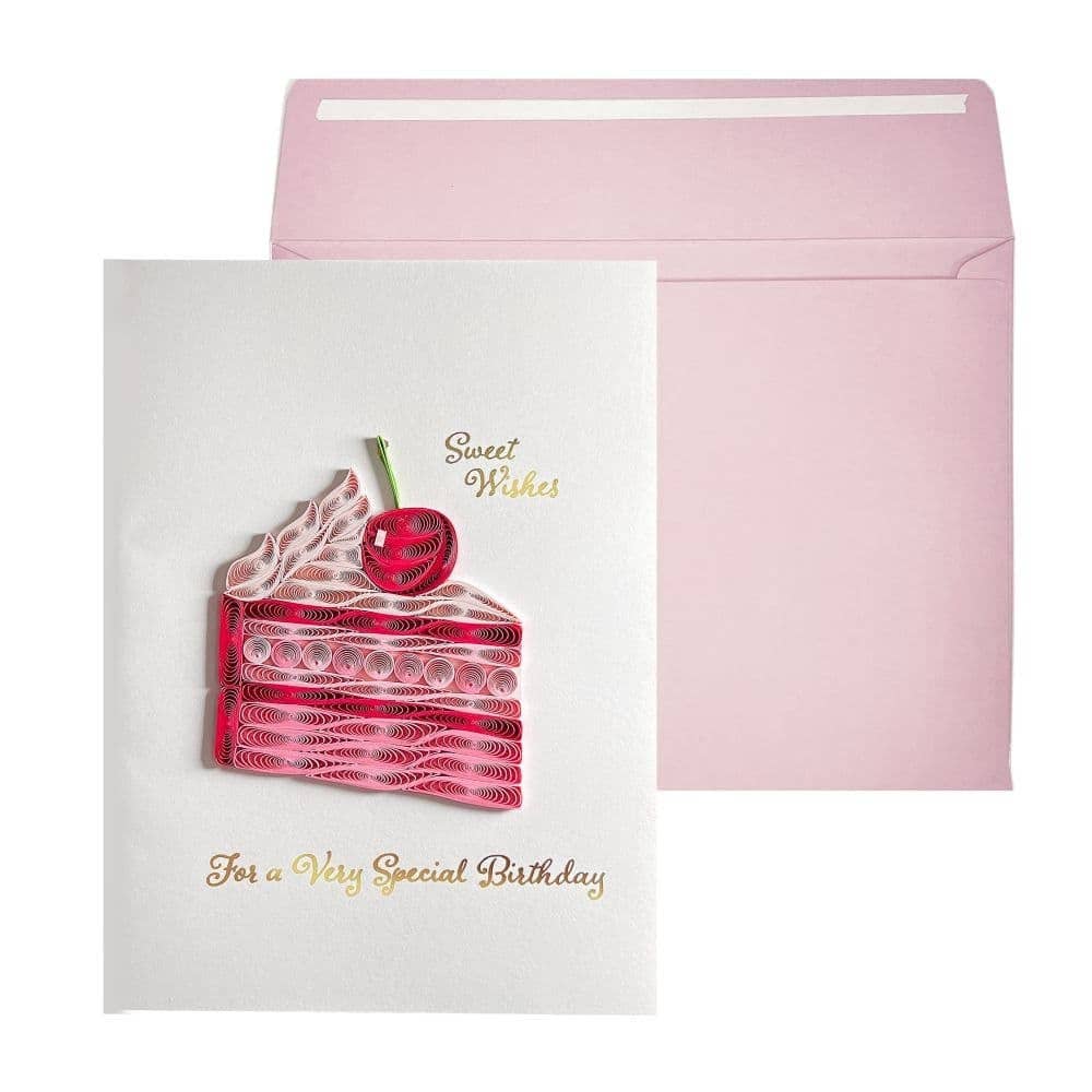 NIQUEA.D - Vente Cartes d'anniversaire - Carte d'anniversaire tranche de gâteau en quilling0