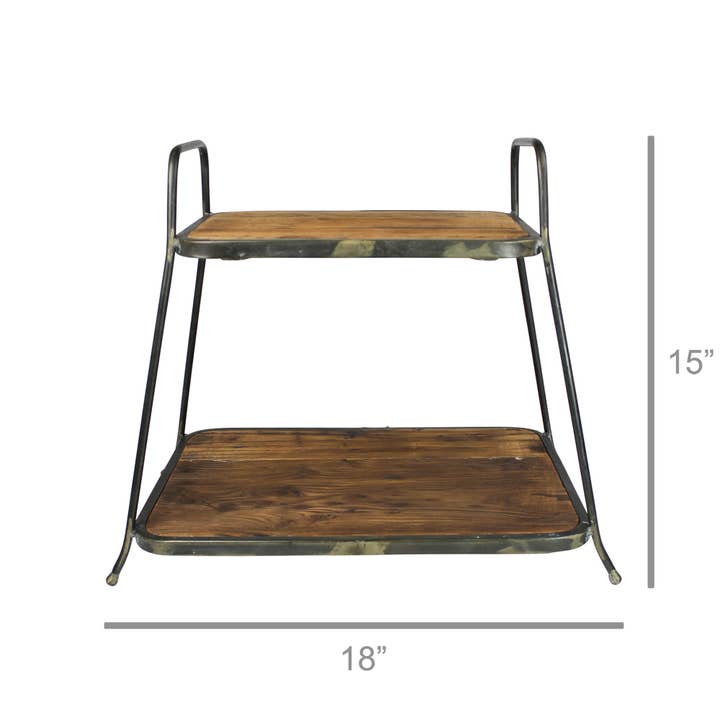 Natural Catalina Two-Tier Stand, Wood - Rect for wholesale on Faire2