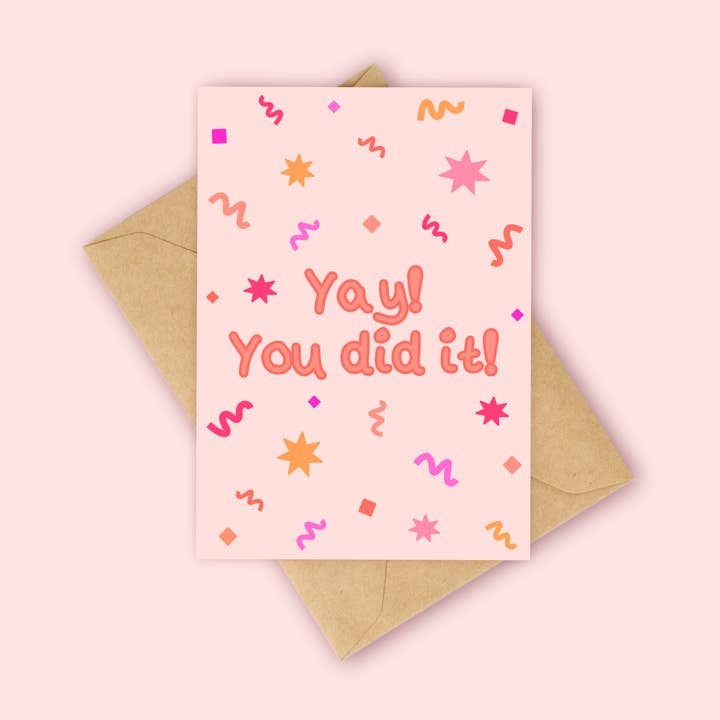 Yay you did it! Sunset Confetti Card for wholesale by Peach and Mimi