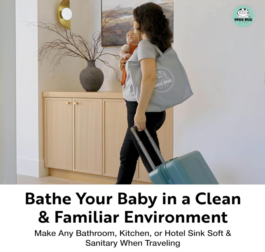 Snug Bug Gear - Vente Baignoire pour bébé – enfant et bébé - Ensemble de voyage 5 pièces avec coussin fleur de bain pour bébé bio6