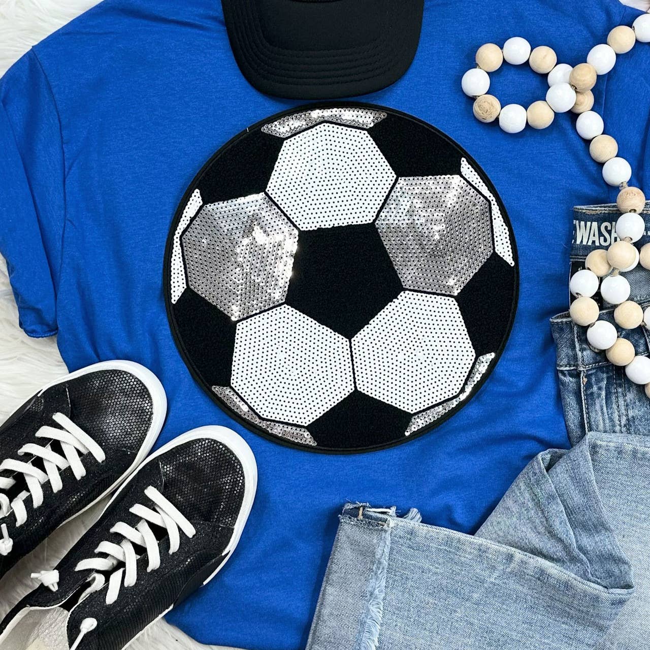 Trendy Tee Co. – T-shirt gráfica - Unissexo por atacado – Lantejoula Chenille Patch Tee Quotidiano4