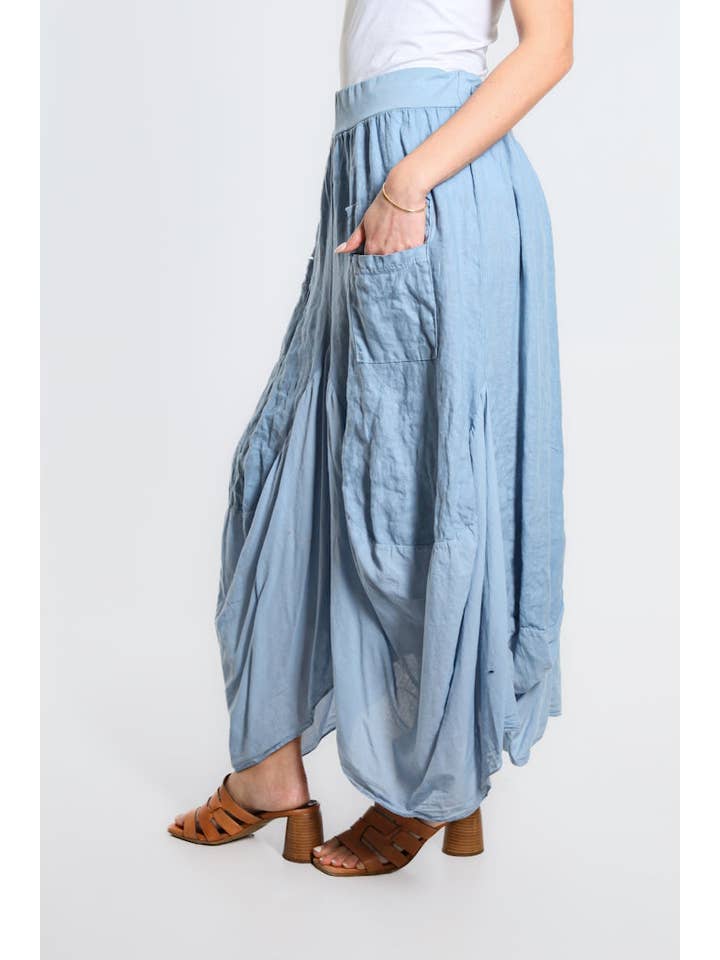 TINA Stephens Italy/Tees By Tina - Wholesale Skirt - Women's - Brenna Cotton/Linen Bunched Pocket Skirt (SL102W)2