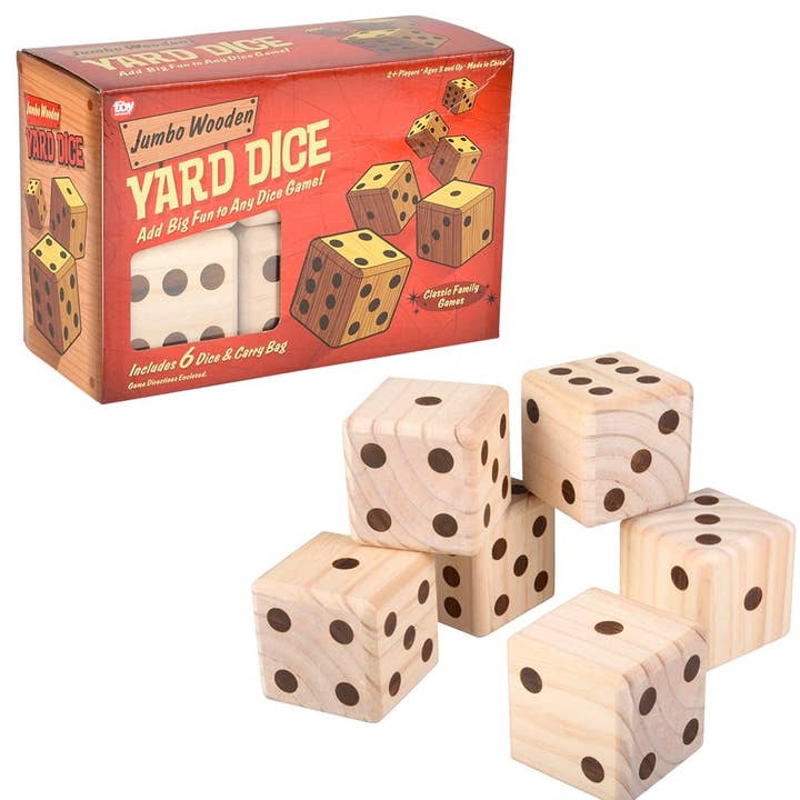 Juguetes infantiles JUMBO WOODEN YARD DICE DE 3.5 PULGADAS LLB para venta al por mayor de La Luna Bella - Toys