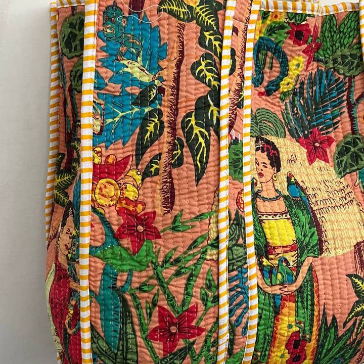 bhavnas boutique – Engroshandel Skuldertaske – til kvinder – Frida Kahlo Trykt Bomuld Vatteret Taske Kvinder Skuldertasker