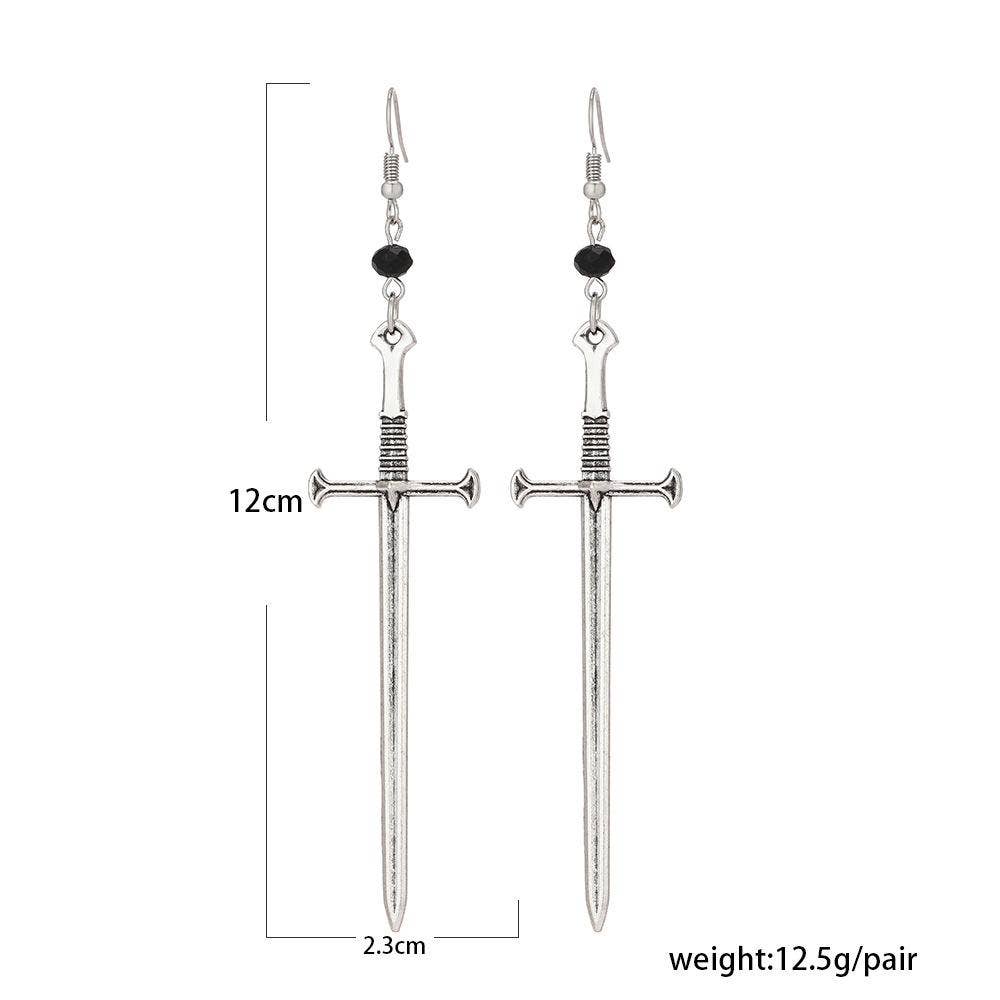 CH  Creative Silver Sword Pendant Earrings - GT for wholesale on Faire3