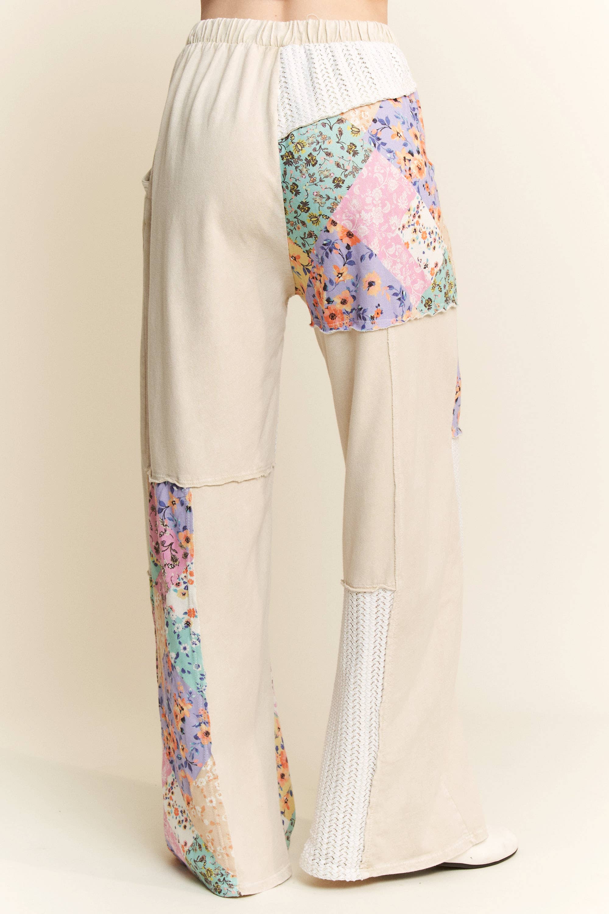 J.Her - Wholesale Pants - Women's - Mineral Washed Floral WaveKnit Jacquard Boho Pants HP61066