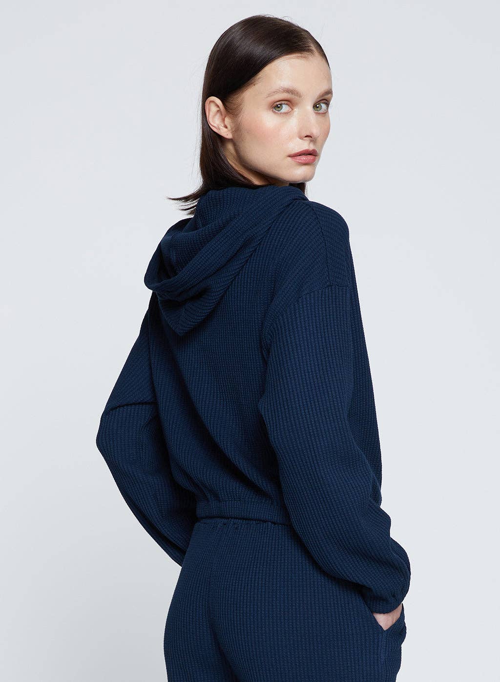 Stateside - Wholesale Hoodie - Women's - Luxe Thermal Zip Hoodie in New Navy1