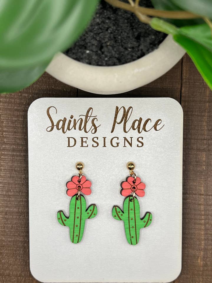 Pendientes colgantes de cactus para venta al por mayor de Saints Place Designs