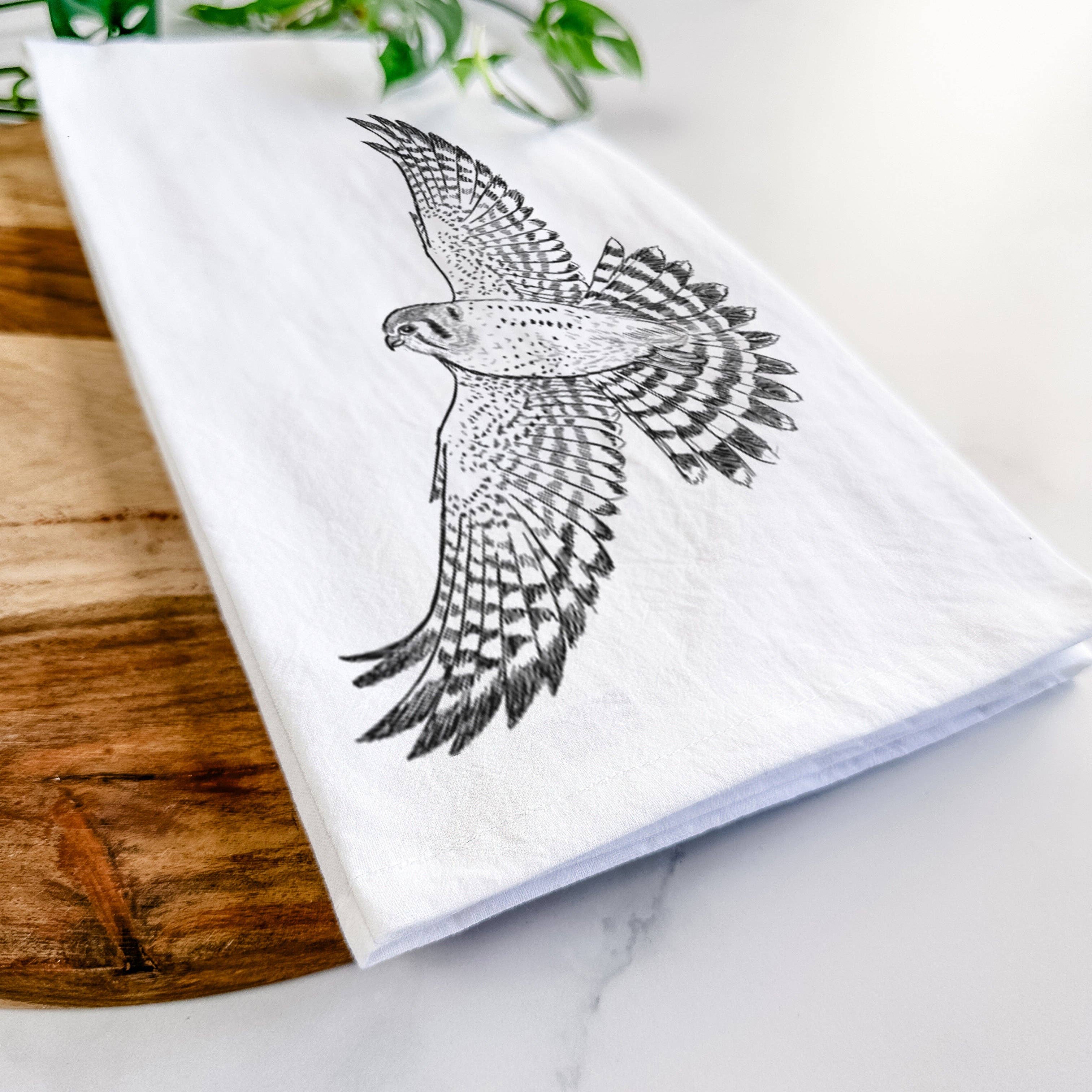 Because Tees - Wholesale Tea Towel - Soaring American Kestrel - Falco sparverius Tea Towel5