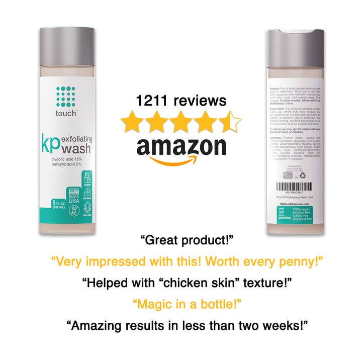 Touch Skin Care - Wholesale Body Wash/Shower Gel - Keratosis Pilaris Exfoliating Body Wash with 15% Glycolic Ac