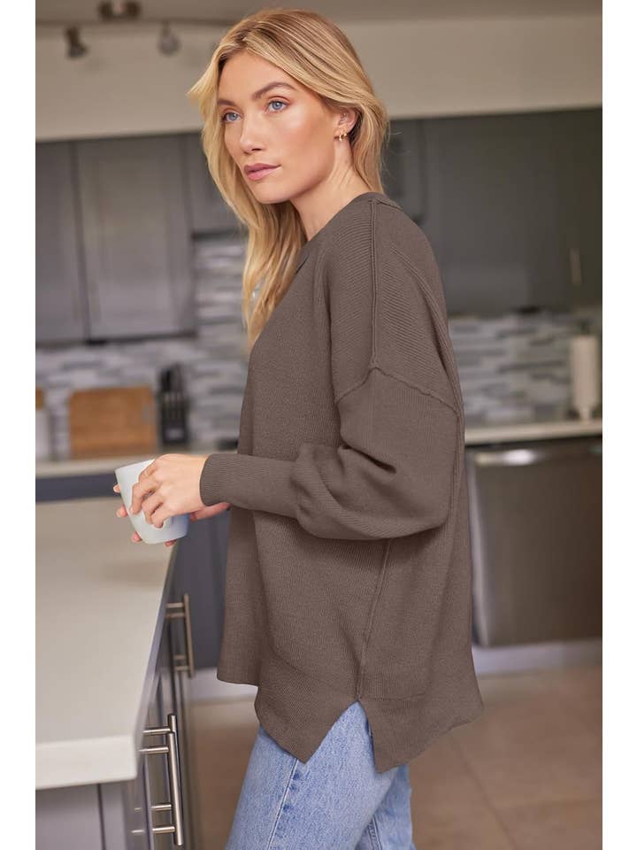Chicto – Großhandel Strickpullover – Damen – Kuschelige Fledermaus-Pullover mit Rundhalsausschnitt für den Herbst