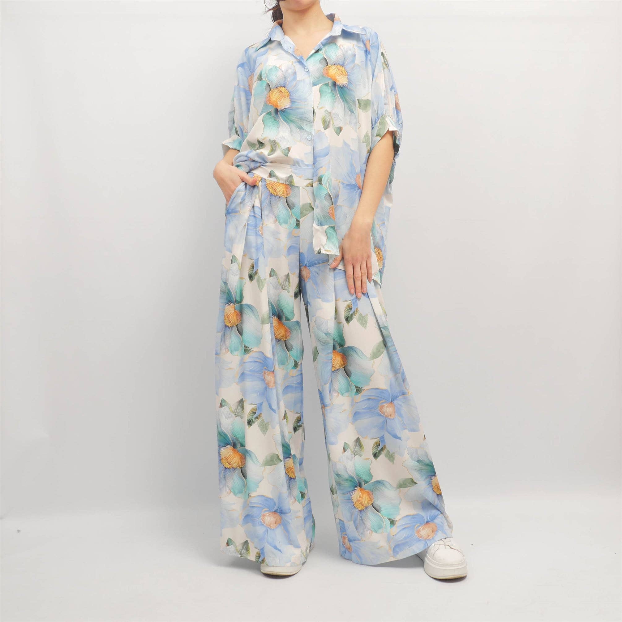 Cecile Wang – Calças - Mulher por atacado – Calças largas estampadas com flores KD8792VP6