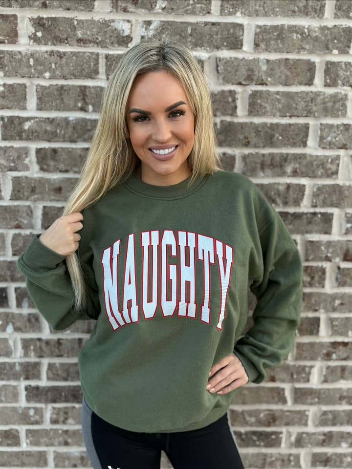 NAUGHTY/NICE REVERSIBLE SWEATSHIRT for wholesale by Adelle Linen