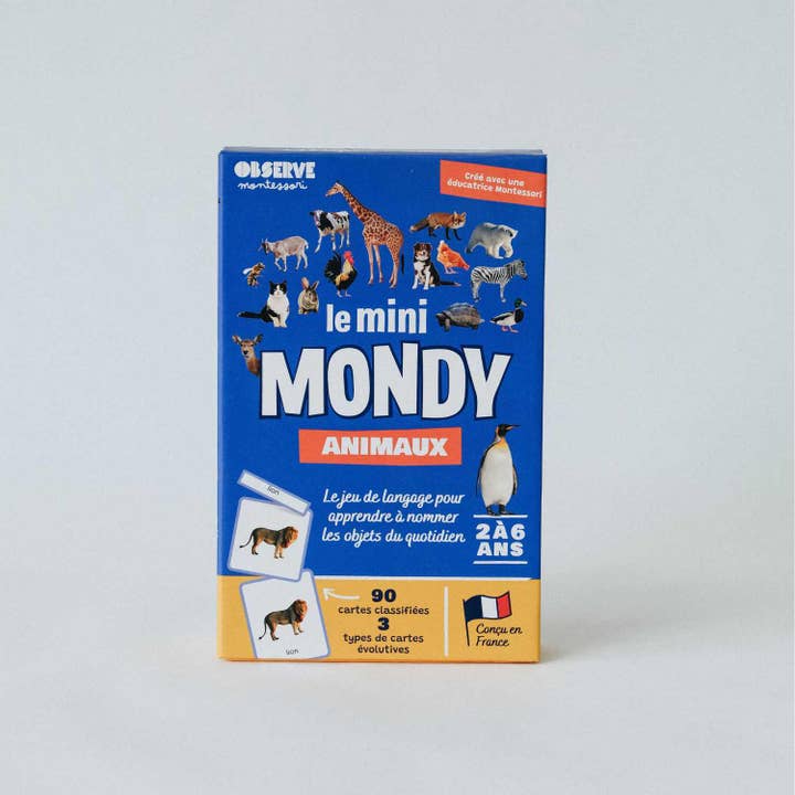 Observe Montessori - Venta al por mayor Tarjetas de aprendizaje - Niños y bebés - MINI MONDY ANIMALS- Tarjetas de nomenclatura Montessori