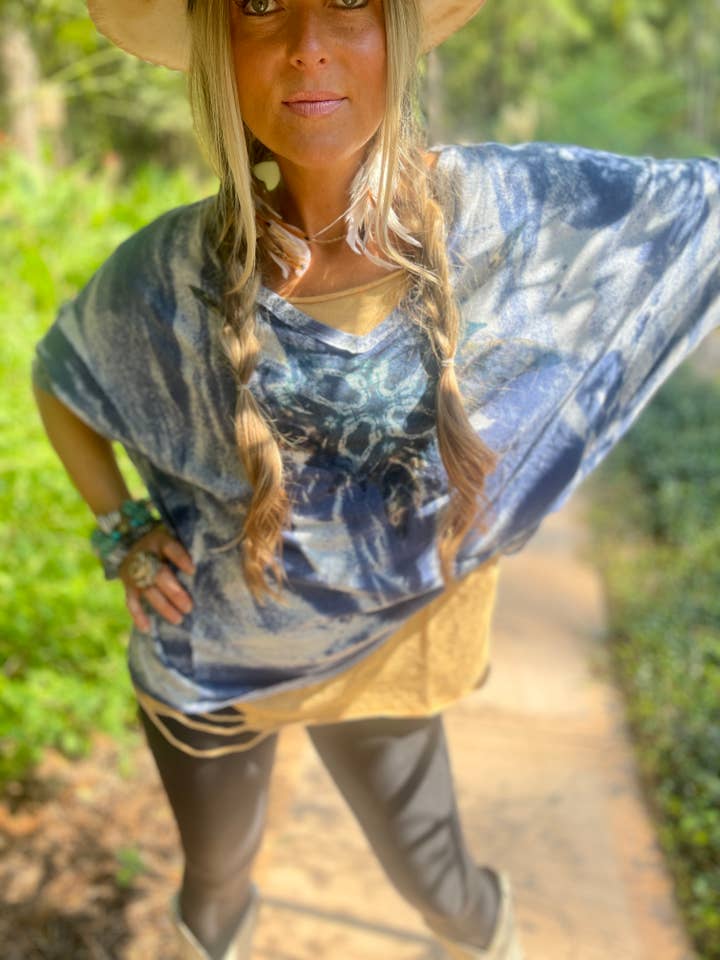 A Rare Bird Shop - Wholesale Tunic - Women's - Mustard Washed Distressed Ripped Shirt