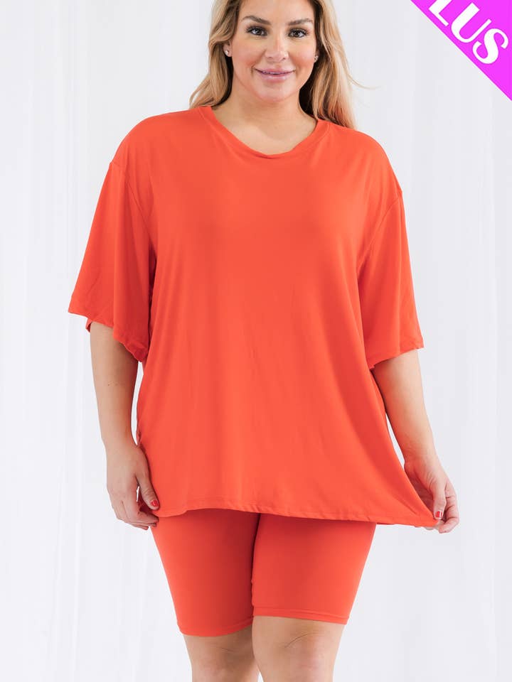 CAPELLA APPAREL - Wholesale Lounge Set - Women's - Plus Size Loose Fit Top & Bike Shorts Set