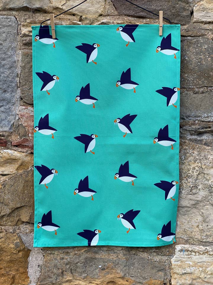 Puffins Tea Towel for wholesale by Fiddy+Mabel