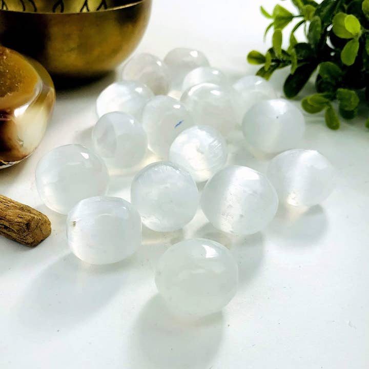 Rock Paradise - Wholesale Spiritual Stone/Crystal - Crystal Selenite Tumbled Freeform - 1/2 Lb - Medium Size3