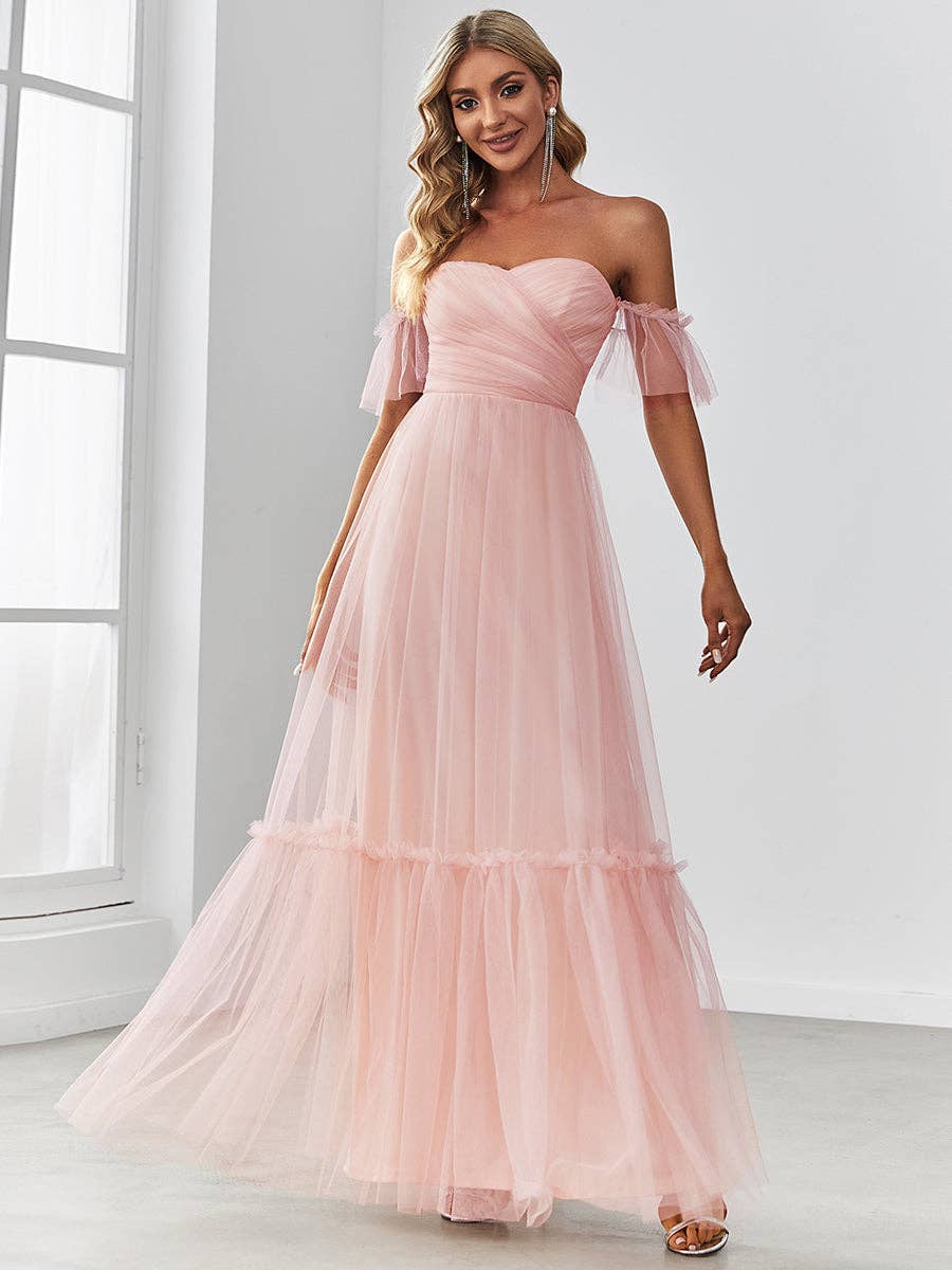 Ever-Pretty - Wholesale Gown - Women's - Strapless A Line Ruffles Sleeves Evening Dress5