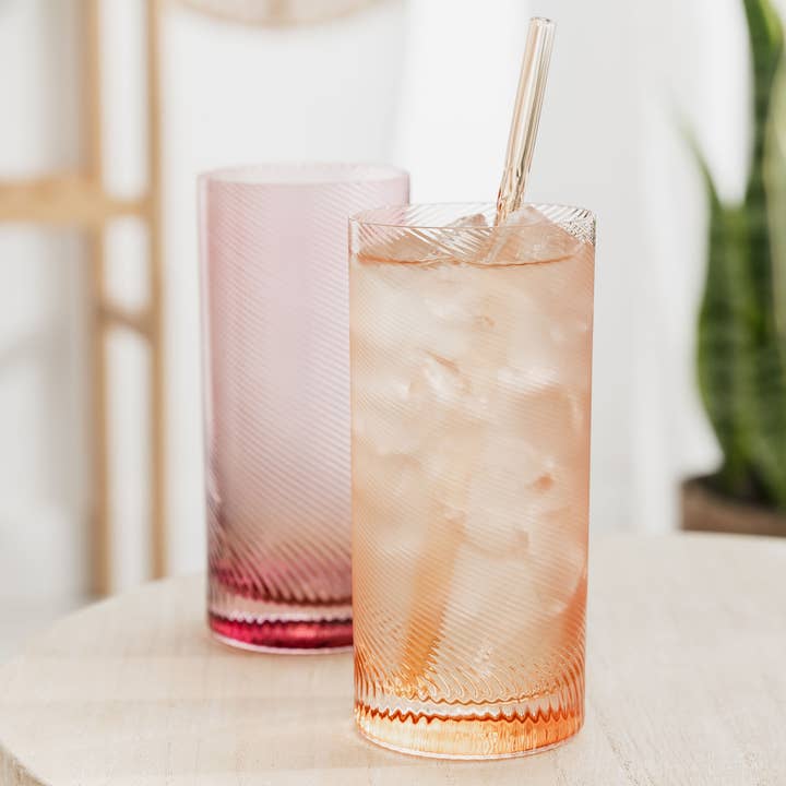 UBERSTAR – wholesale Drinking glass/cup – Twist Highball Glass Tumblers - Pink/Peach5