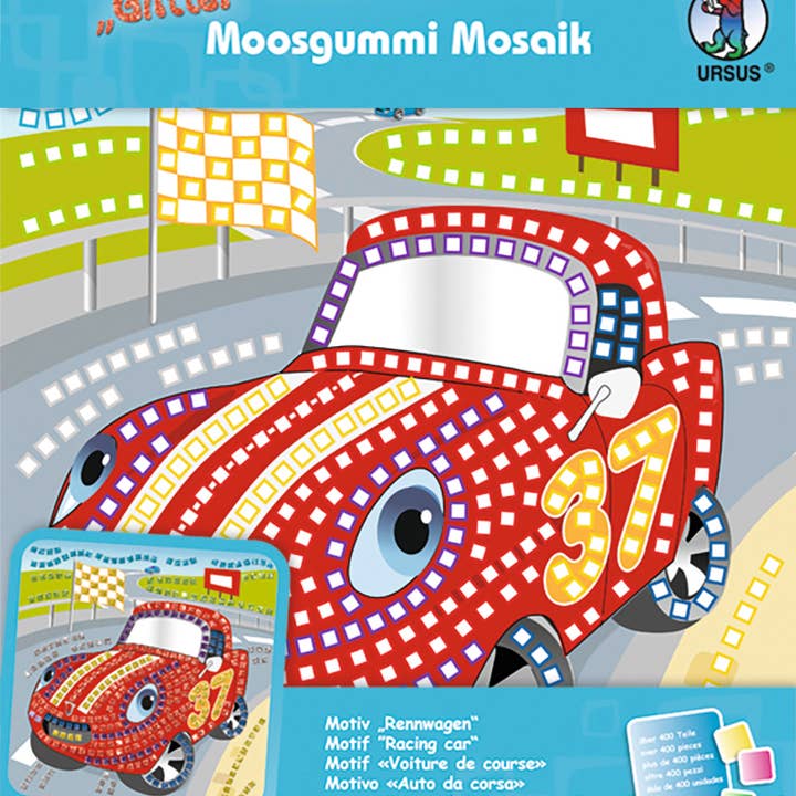 URSUS® / Buntpapierfabrik Ludwig Bähr GmbH & Co. KG – Großhandel Bastelset – Kinder – Moosgummi-Mosaik "Glitter Rennwagen"