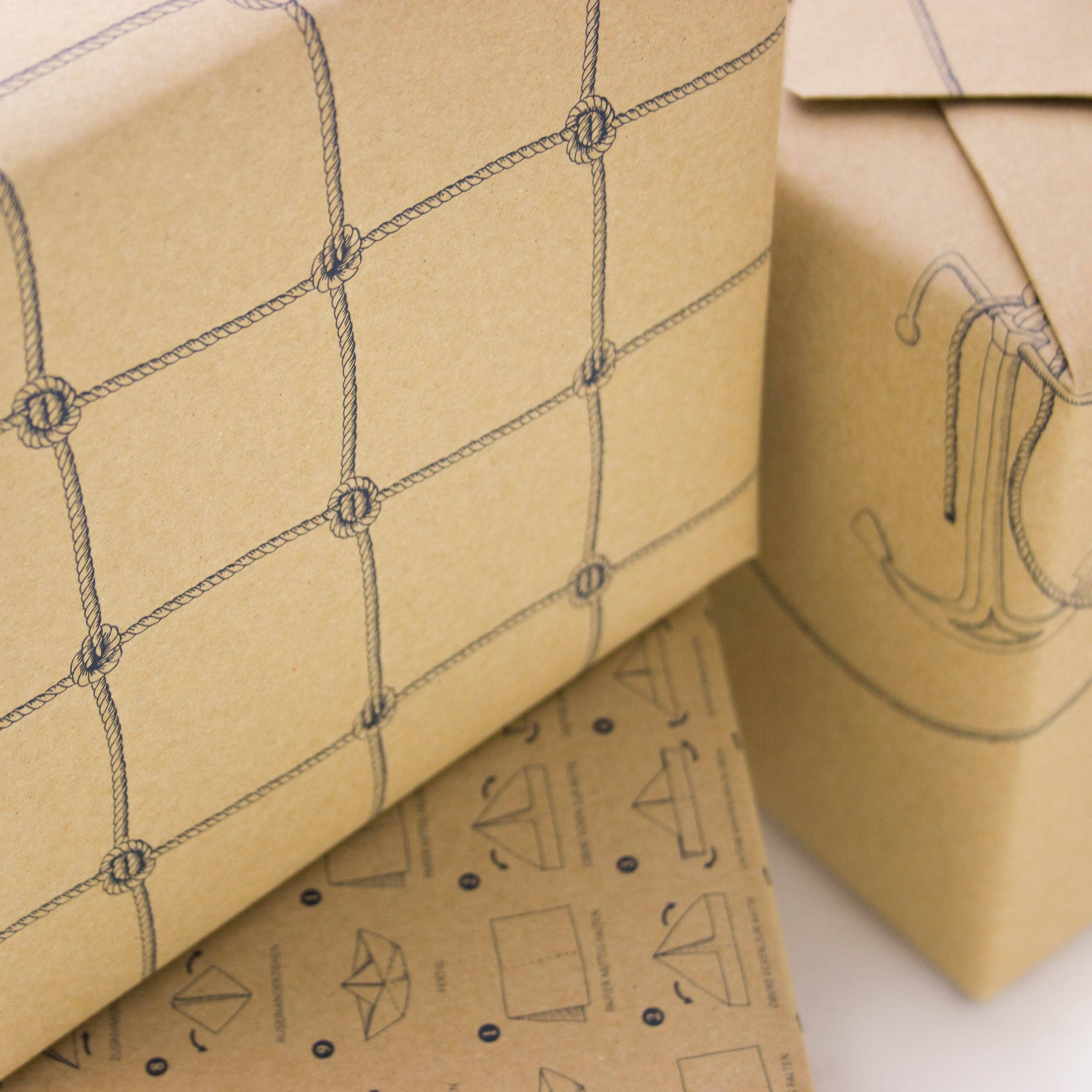 Bow & Hummingbird - Wholesale Flat Wrap - Maritime gift wrap fishing net2