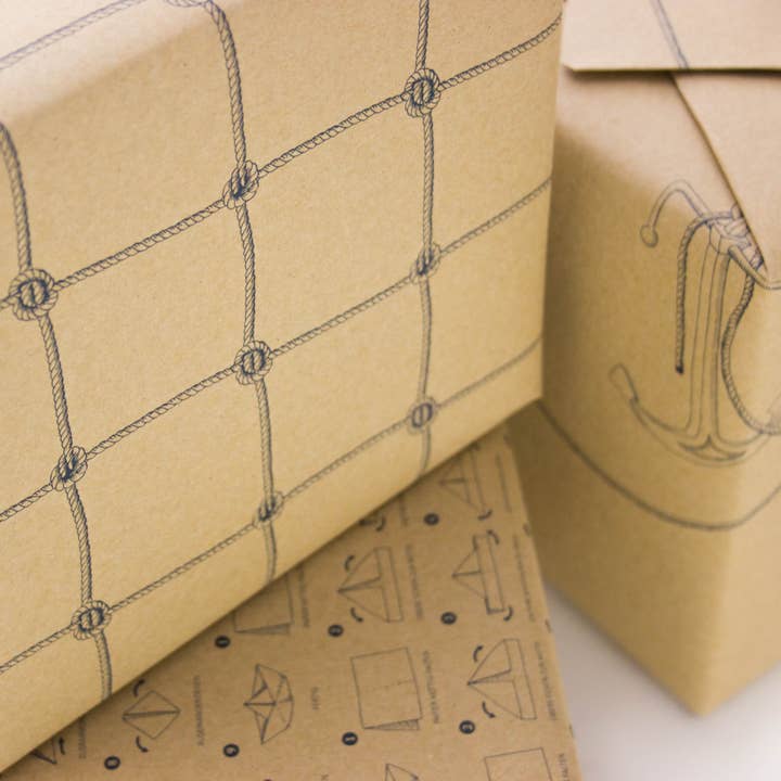 Bow & Hummingbird – Großhandel Geschenkpapier in Bögen – Maritimes Geschenkpapier Fischernetz2