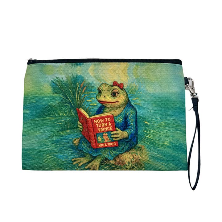 Token Tales Frog "How To Turn a Prince" Canvas Pouch for wholesale by Token Atelier