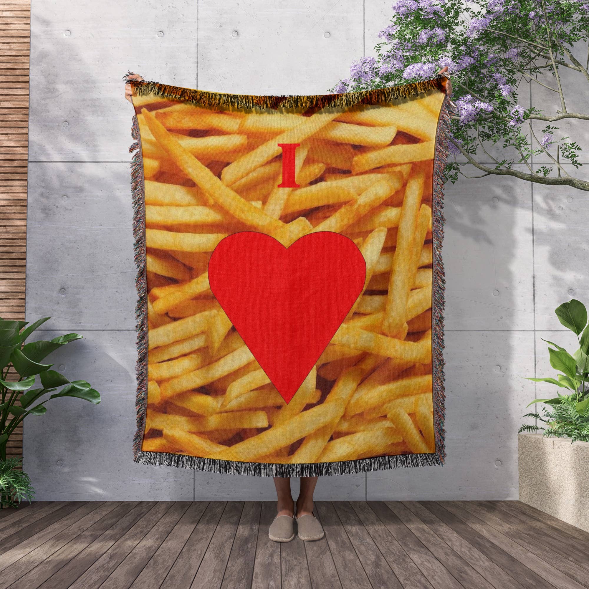 3dRose - Wholesale Throw Blanket - 3dRose, I Love French Fries, Blanket2