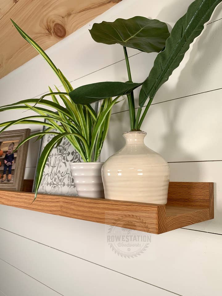 Extra-Deep Red Oak Picture Ledge for wholesale by Rowe Station Woodworks
