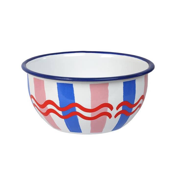 Talking Tables UK – wholesale Bowl – Colourful Stripe Enamel Bowl | 16cm | Spring | Summer |