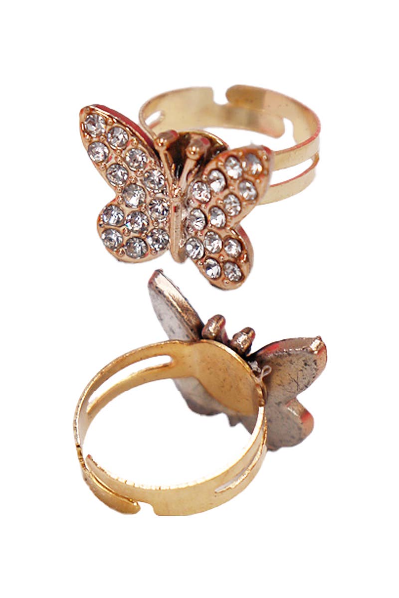 Cap Zone - Wholesale Retailer Display - Jewelry - Kids Butterfly Ribbon Bling Metal Ring Collection1