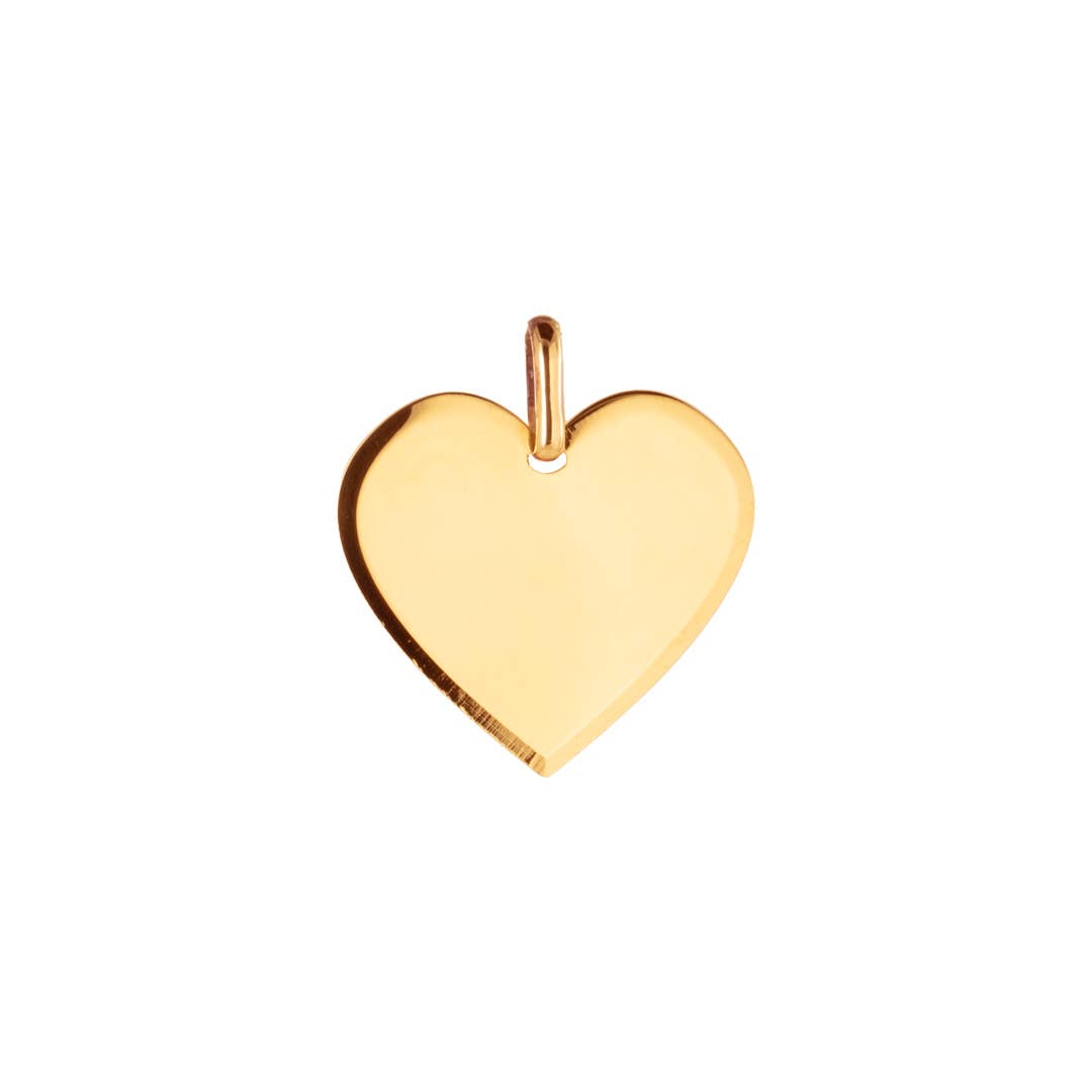 Bijoux Fabrication Française - Wholesale Individual Charm/Pendant - Heart Medal to Engrave - Chamfered - Gold Plated - Silver 925‰2