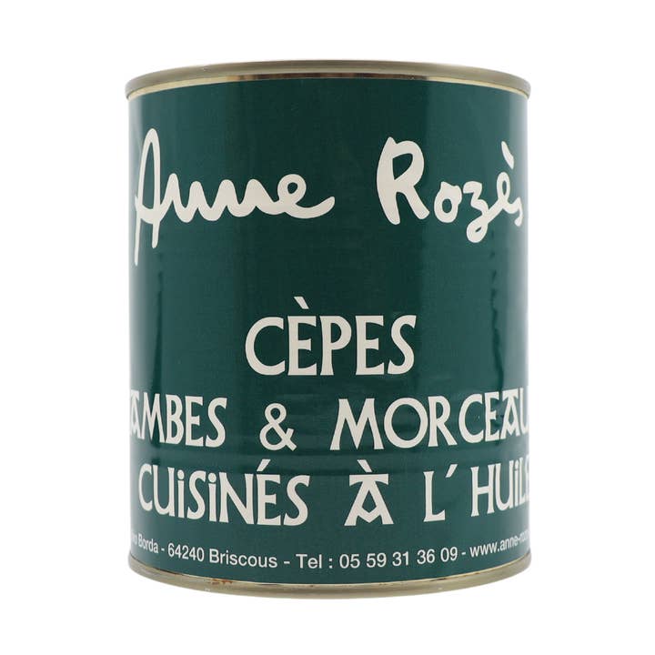 Champiñones porcini cocidos en aceite: patas y trozos 560 g para venta al por mayor de Anne Rozès