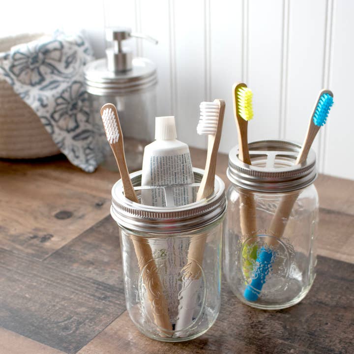 Mason Jar Lifestyle - Wholesale Toothbrush Holder - Toothbrush Holder Stainless Steel Lid for Mason Jars