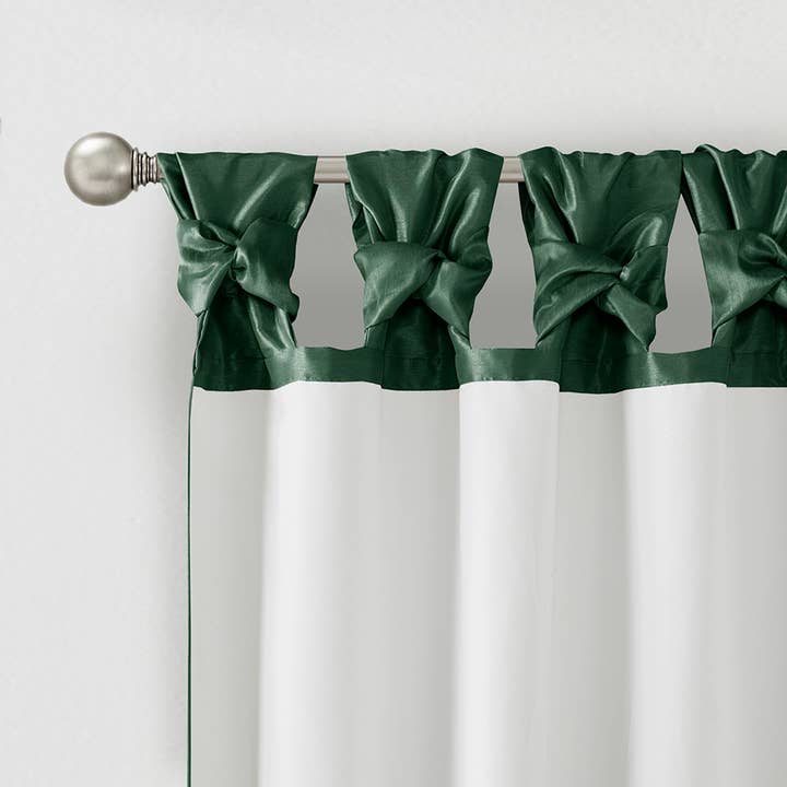 Olliix - Wholesale Curtain - Twist Tab Lined Window Curtain Panel, Green
