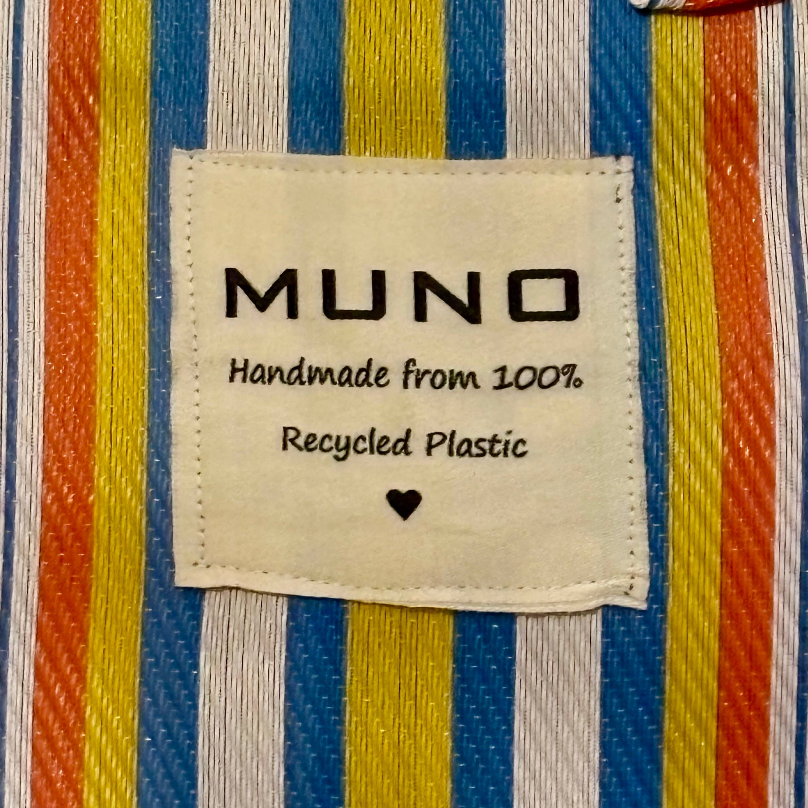 Muno - Vendita all'ingrosso Borsa per shopping/spesa - Borsa per la spesa in nylon riciclato fatta a mano - Arancione, giallo e blu1