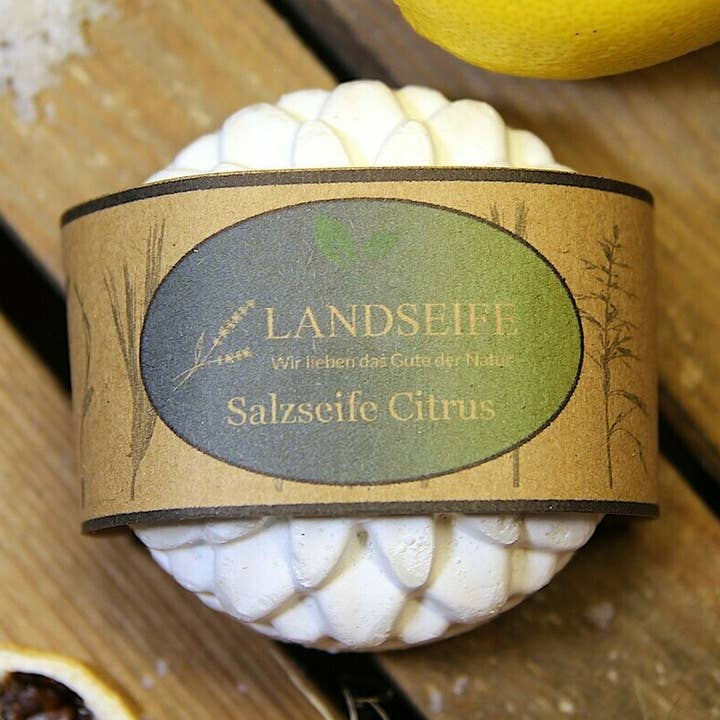 Økologisk citrus salt sæbe - naturlig økologisk sæbe for engroshandel hos Landseife