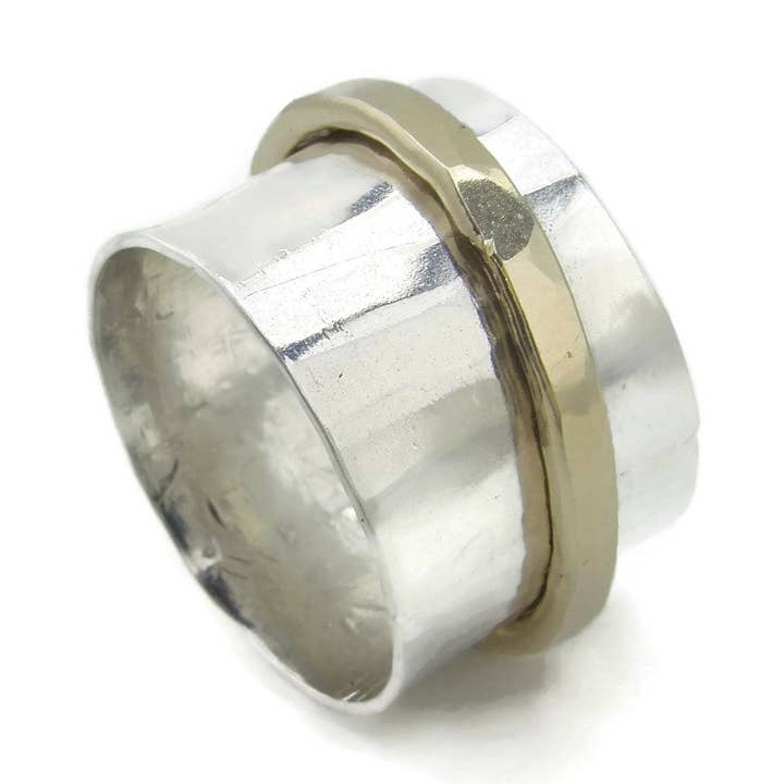 Gold and Silver Spinner - Meditation Ring - Remember Ring - Two Tone for wholesale by The Silversmith Jewelry