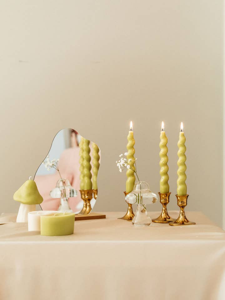 Swirly Tapers Sets of two for wholesale by Lolitas Candle Co