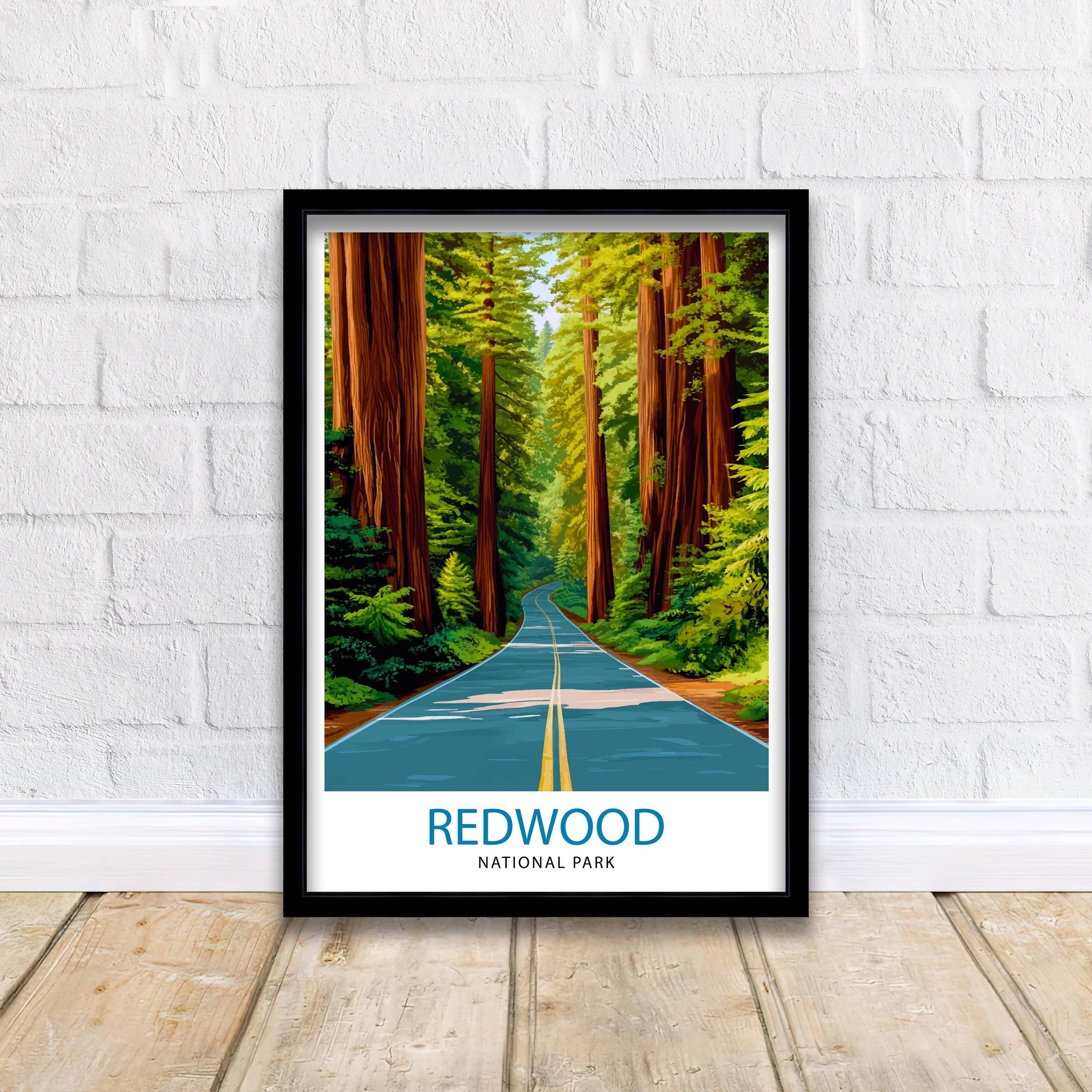 InkNPrintz – wholesale Art print – Redwood National Park California Travel Poster0