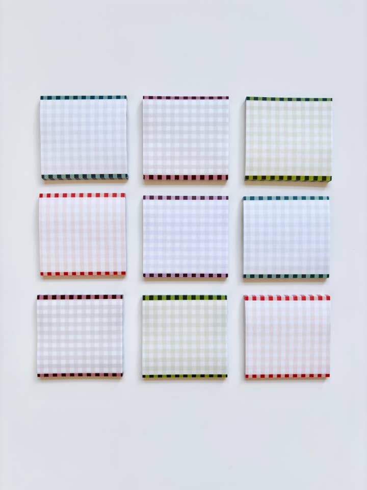 Dash Gingham Post-It Notes for wholesale by coux coux creative